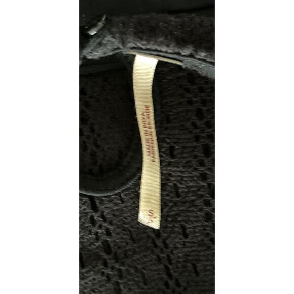 Free People Embroidered Top Blouse Cotton Spandex Peplum Lace Black - Picture 6 of 8